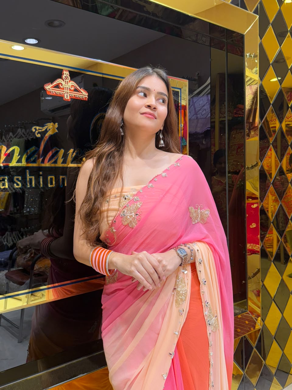 Multicolour Butterfly Handcrafted Designer Saree (S102)