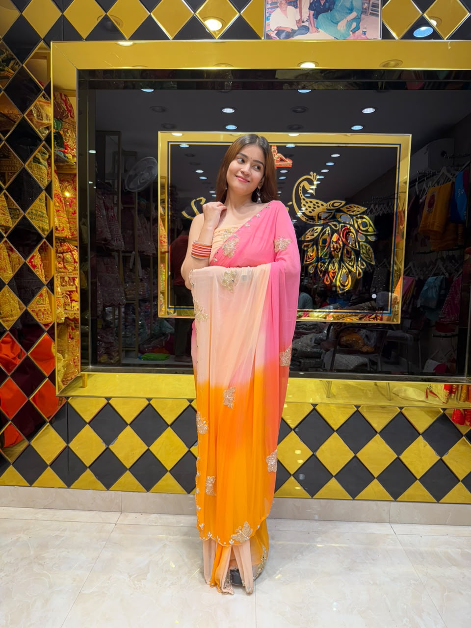 Multicolour Butterfly Handcrafted Designer Saree (S102)