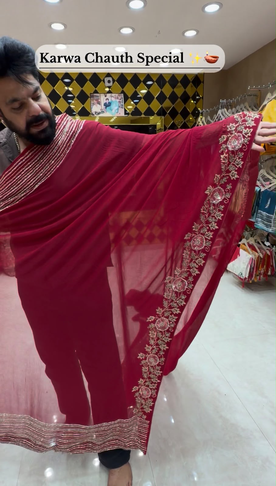 Red Pearl & Katdana Multiple Handwork Saree (435)