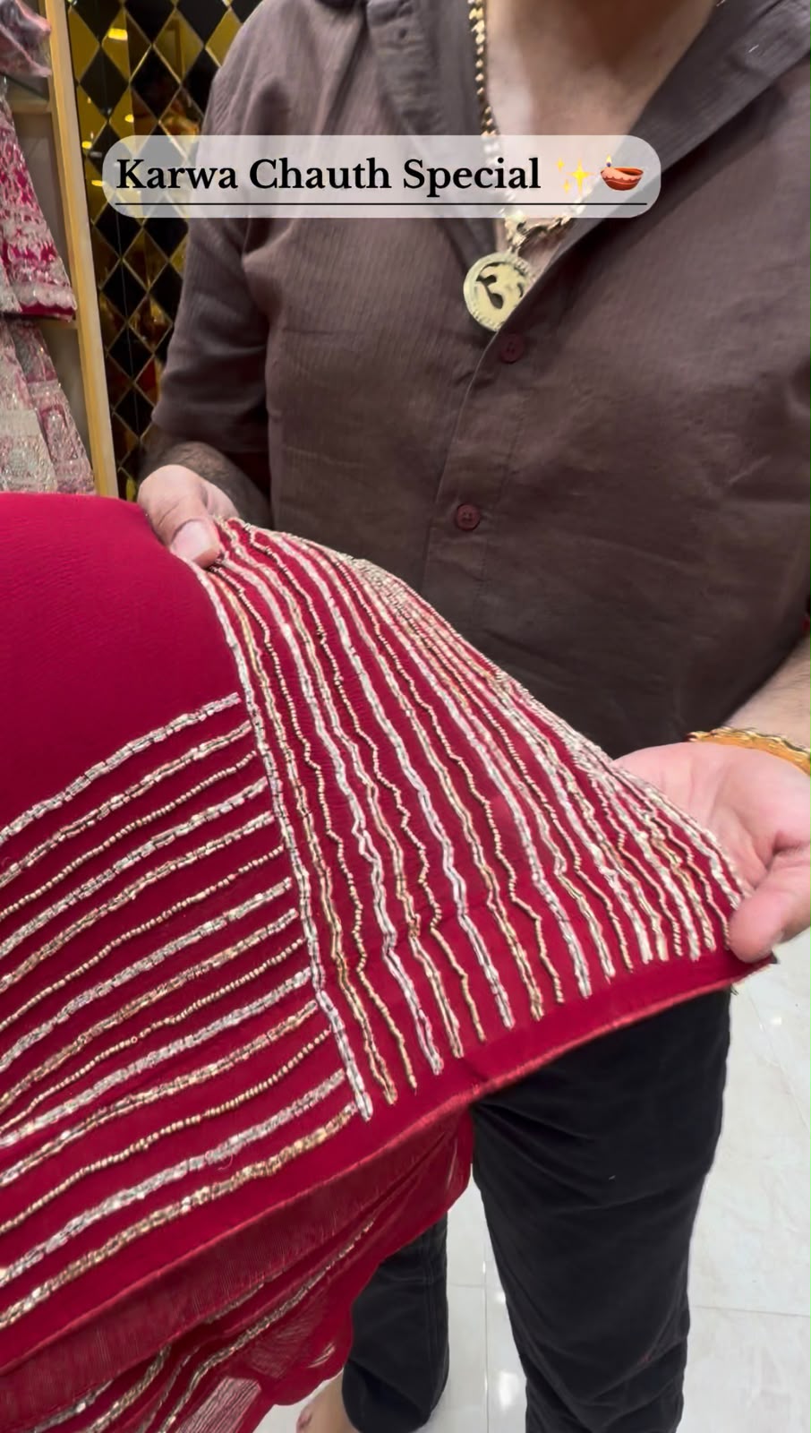 Red Pearl & Katdana Multiple Handwork Saree (435)