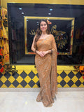 Beige Bandhej Pearl & Katdana Designer Saree (434)
