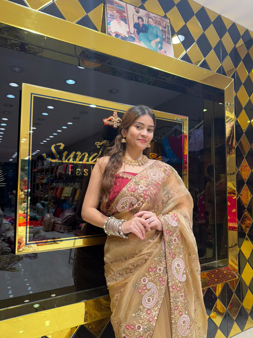 Glass Silk Multiwork Designer Saree (436)
