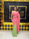 Neon Pink & Green Diamond & Katdana Handcrafted Saree (439)