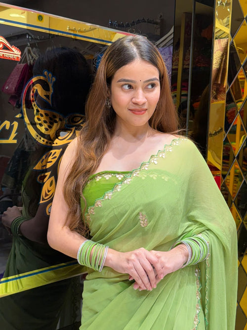 Light Green Gotapati Handcrafted Saree (104)
