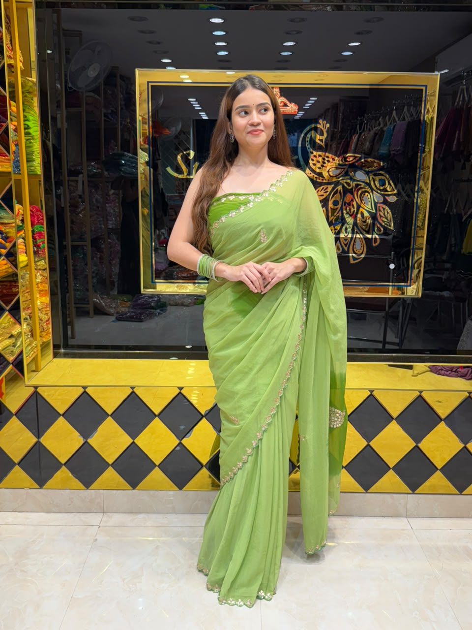 Light Green Gotapati Handcrafted Saree (104)