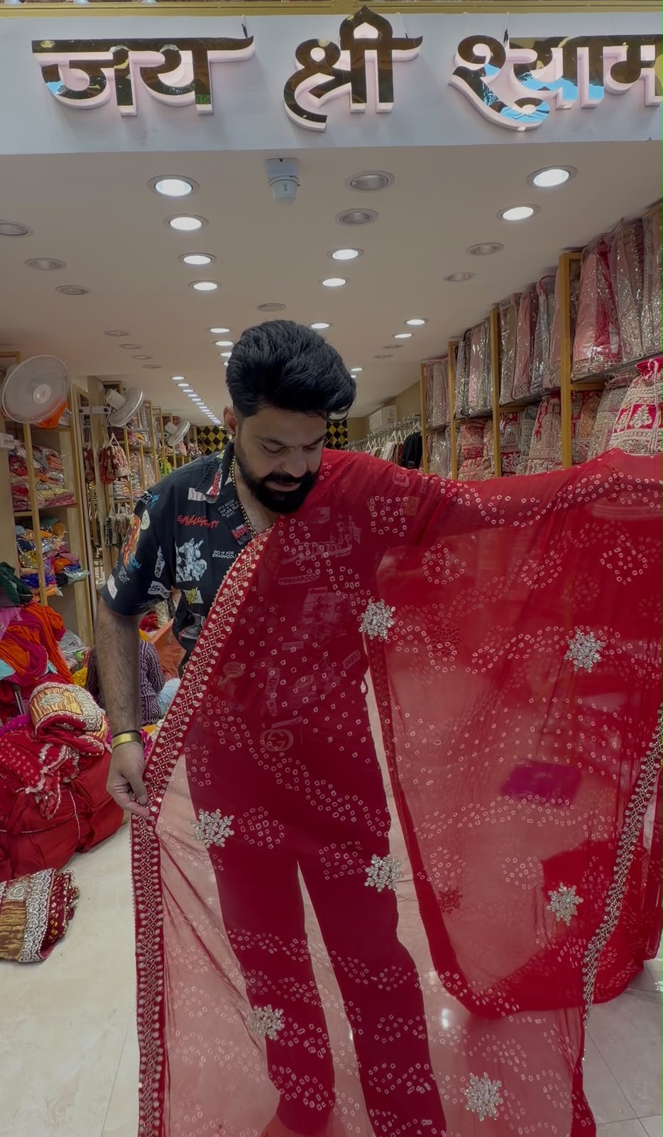 Red Bandhej Gotapati Handcrafted Saree ( S105)