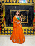 Orange Bandhej Partywear Designer Lehenga (440)
