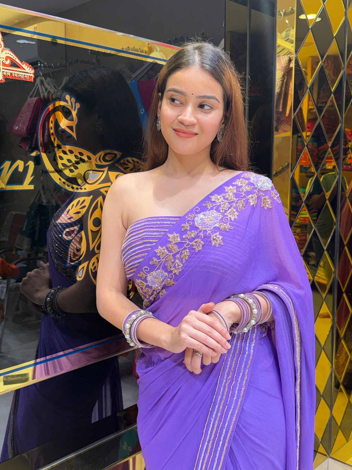 Lavender Pearl & Katdana Multiple Handwork Saree (445)