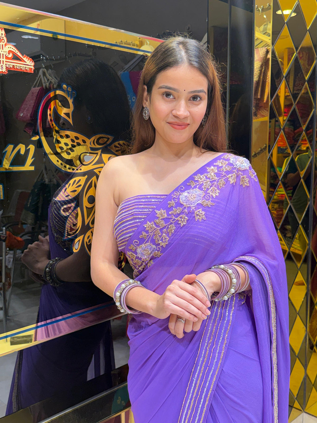 Lavender Pearl & Katdana Multiple Handwork Saree (445)
