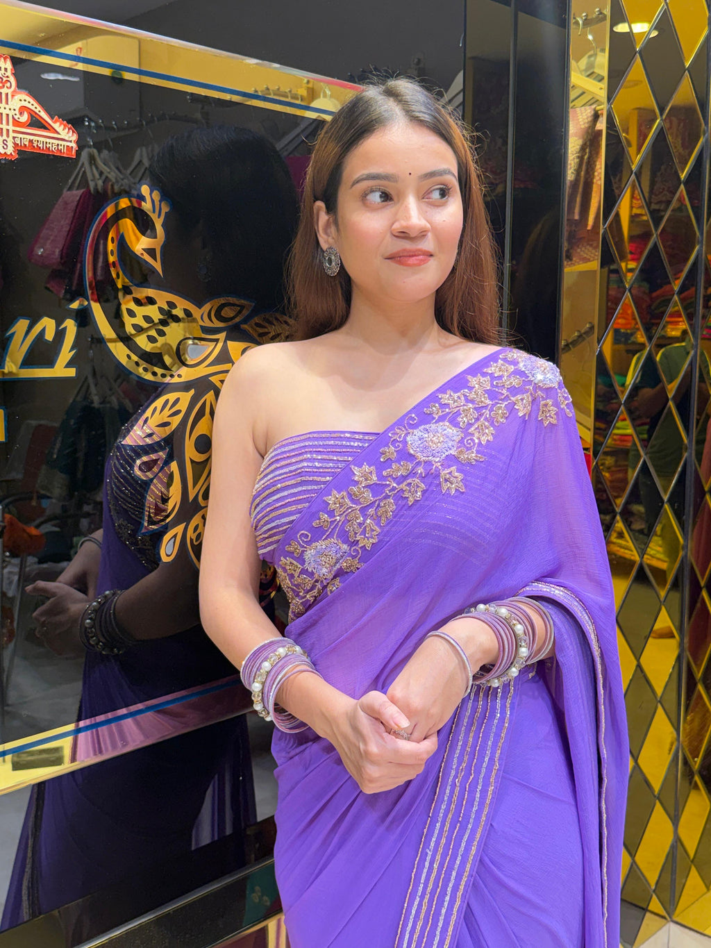 Lavender Pearl & Katdana Multiple Handwork Saree (445)