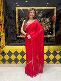 Red Diamond & Katdana Handcrafted Saree (449)