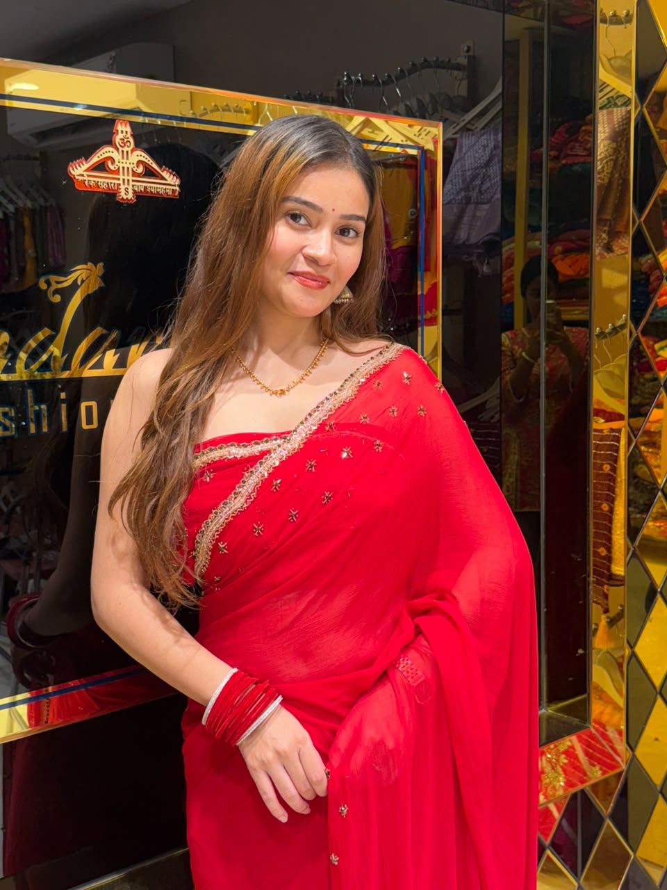 Red Diamond & Katdana Handcrafted Saree (449)