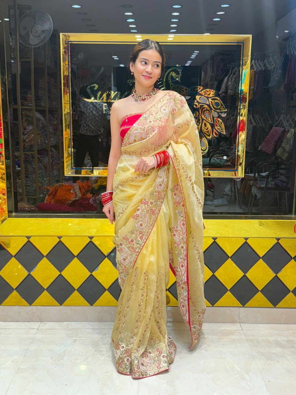 Glass Silk Multiwork Handcrafted Designer Saree (450)