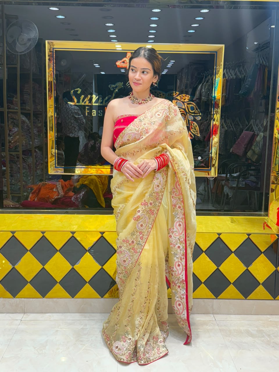 Glass Silk Multiwork Handcrafted Designer Saree (450)