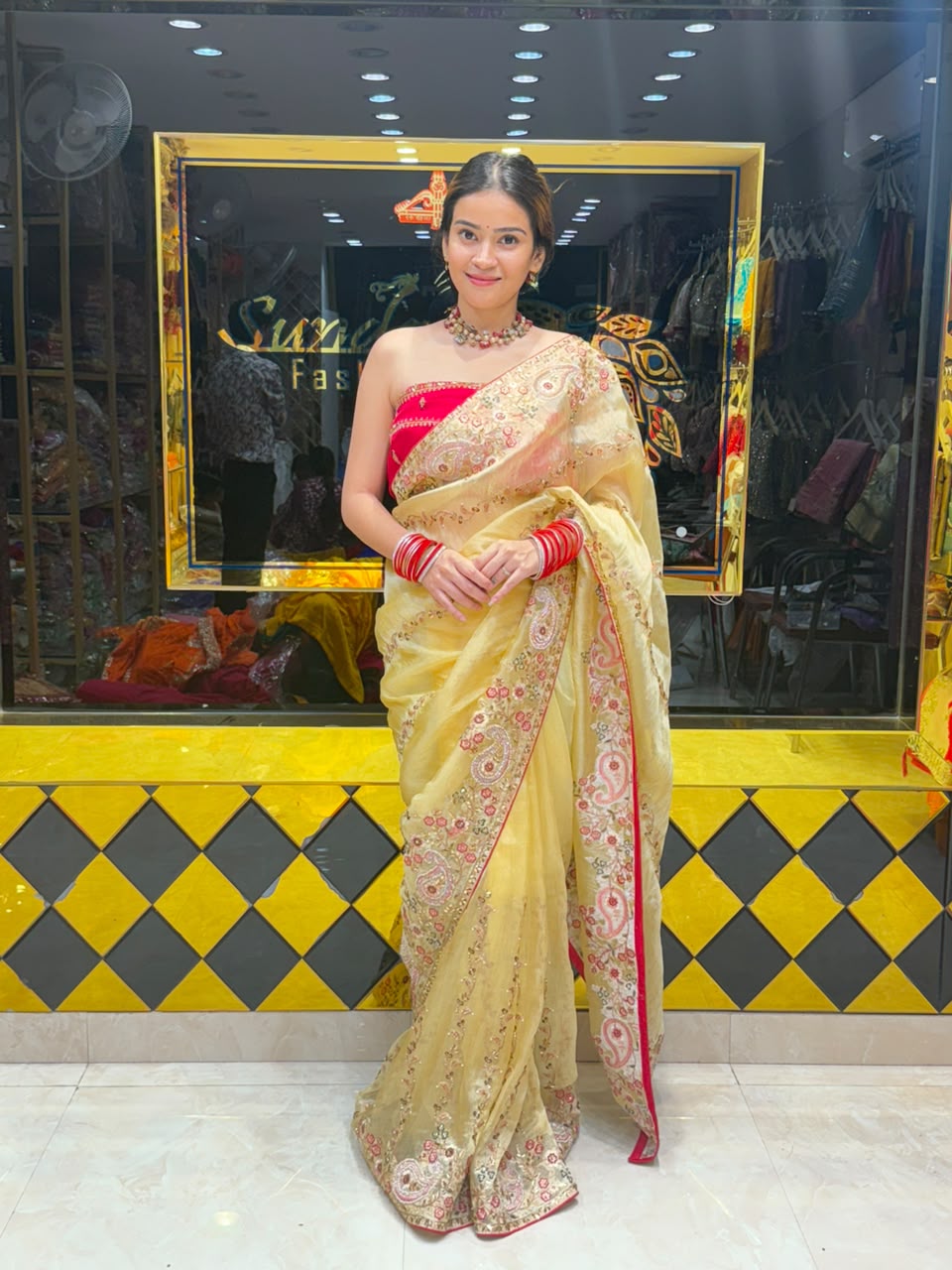 Glass Silk Multiwork Handcrafted Designer Saree (450)