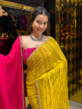 Yellow Saree With Contrast Duppatta Set (451)