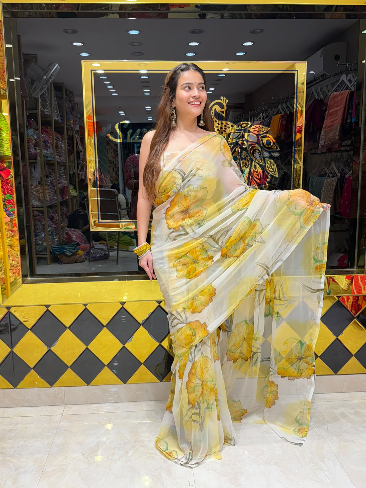 Floral Pattern Georgette Designer Saree (S106)