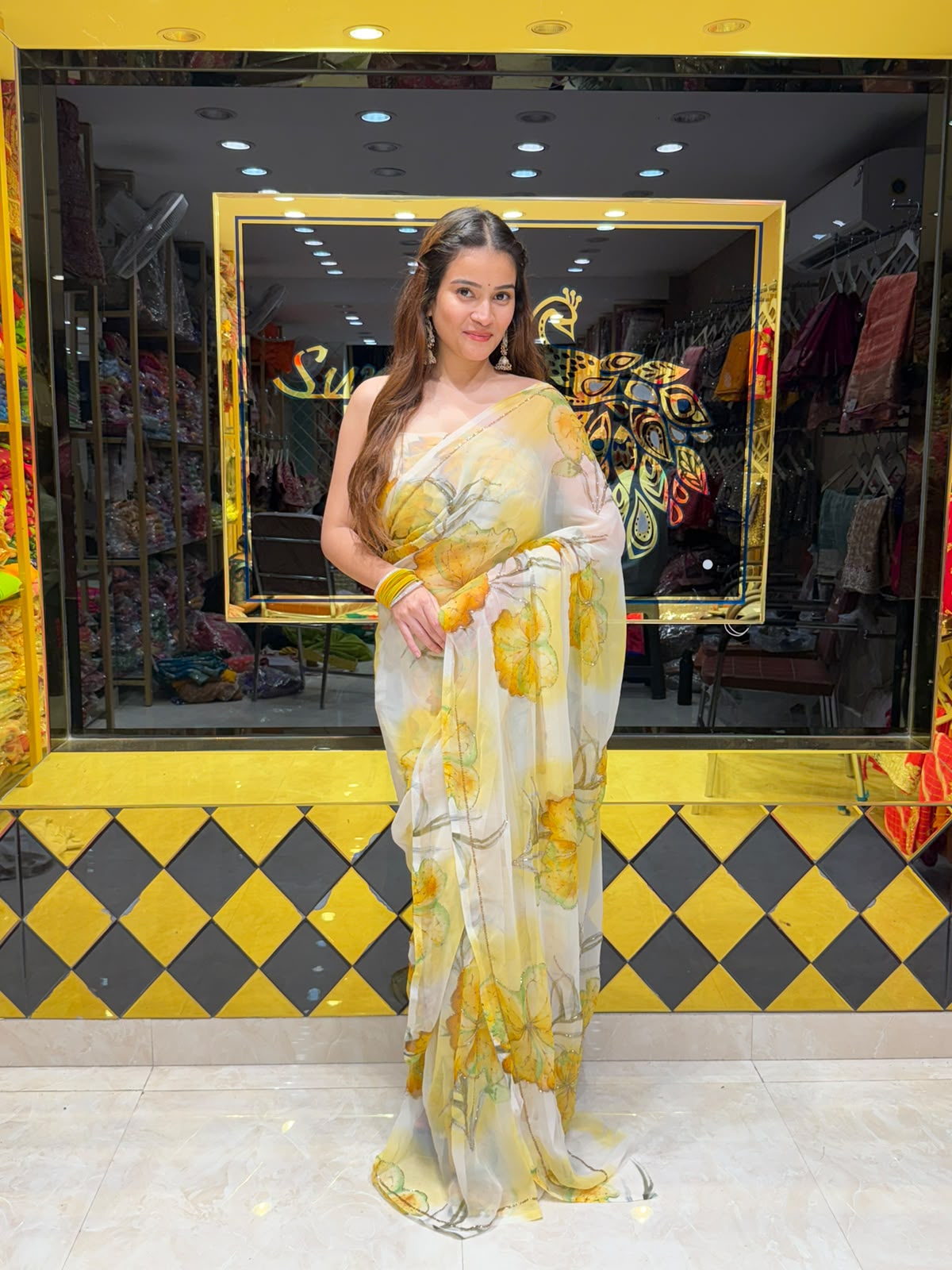 Floral Pattern Georgette Designer Saree (S106)