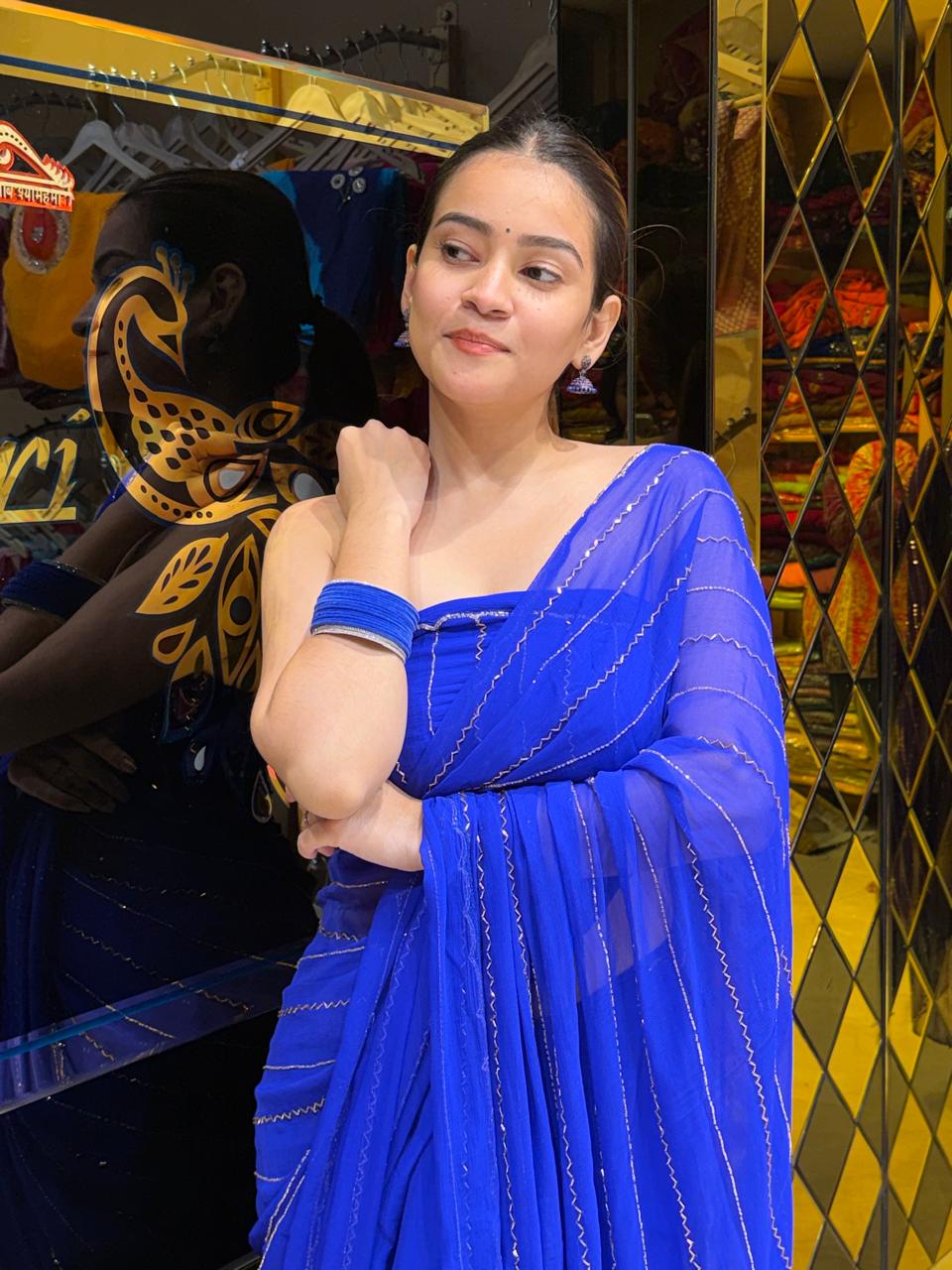 Royal Blue Katdana Handcrafted Saree (457)