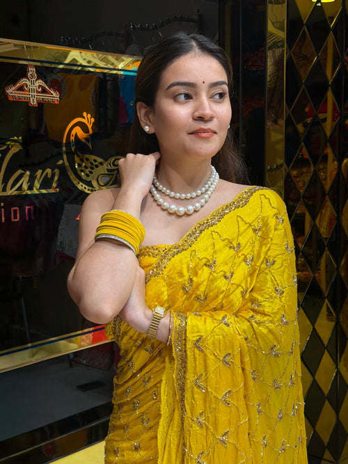 Gaji Silk Jarkan & Diamond Handcrafted Saree (458)