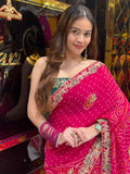 Rani Pink Resham & Katdana Designer Chundari (460)