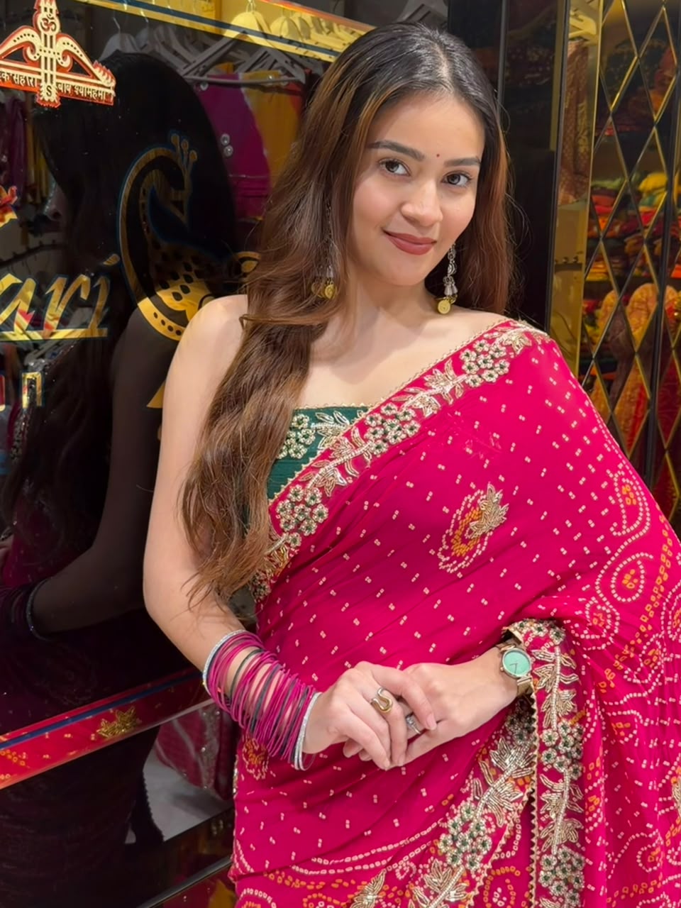 Rani Pink Resham & Katdana Designer Chundari (460)