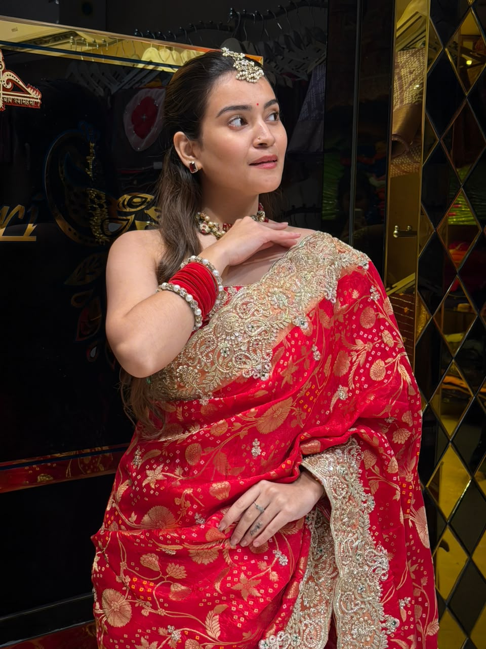 Red Multiwork Pure Munga Silk Designer Saree (461)