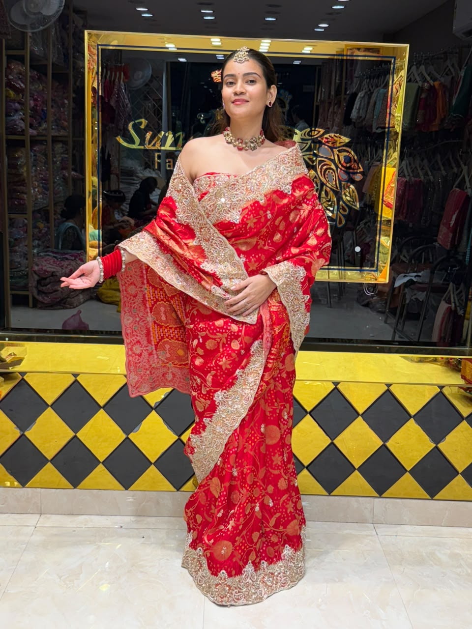 Red Multiwork Pure Munga Silk Designer Saree (461)