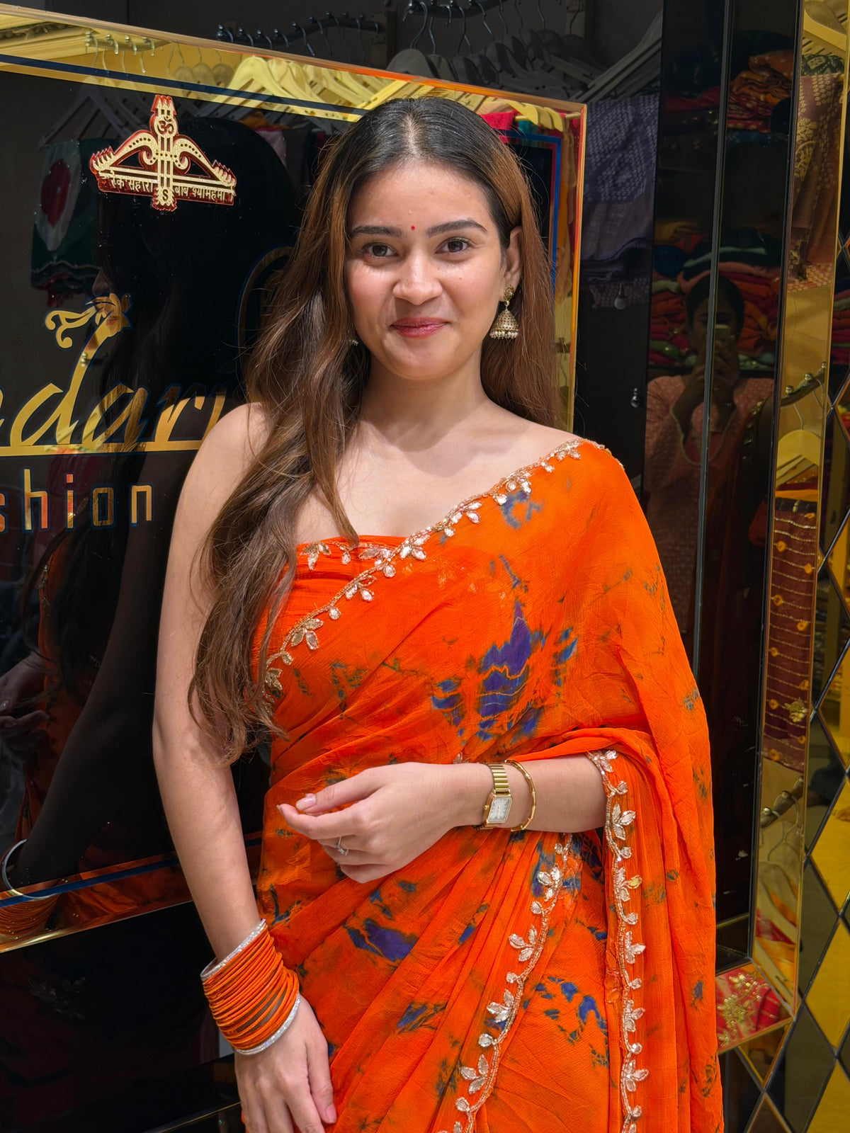 Orange Shibori Gotapti & Katdana Designer Saree (S107)
