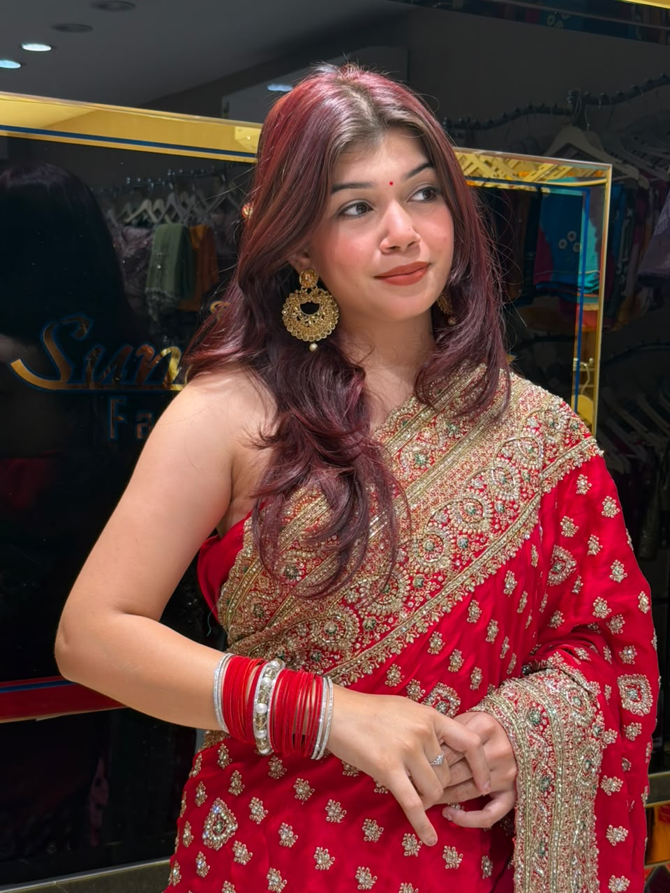 Red Multiwork Handcrafted Saree (466)