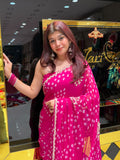 Rani Pink Bandhej Designer Saree (467)