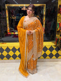 Mustard Yellow Exclusive Heavy Saree With Dupatta (469)