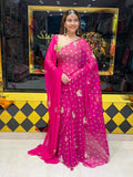 Rani Pink Bandhej Designer Saree with Dupatta Set ( 471)