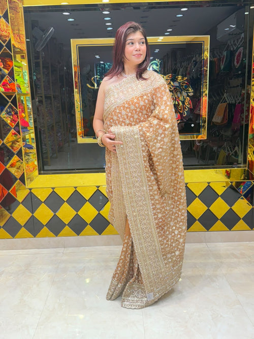 Light Mustard Heavy Designer Saree (475)