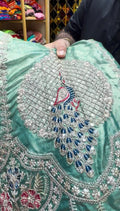 Pista Green Multiwork Designer Lehenga  ( 474)