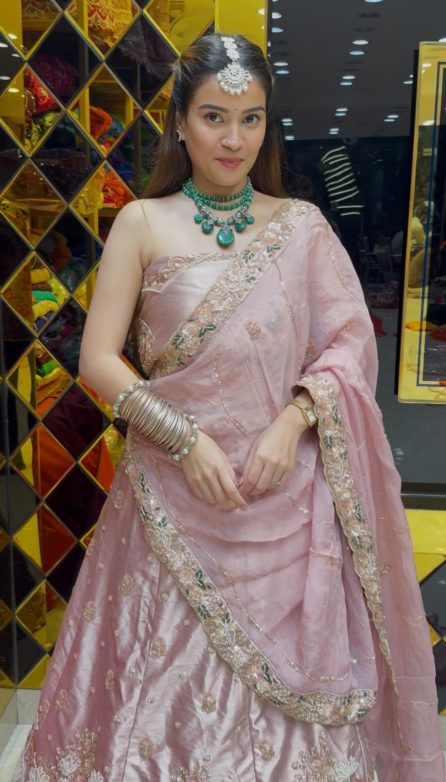 Pastel Pink Partywear Multiwork Designer Lehenga (443)