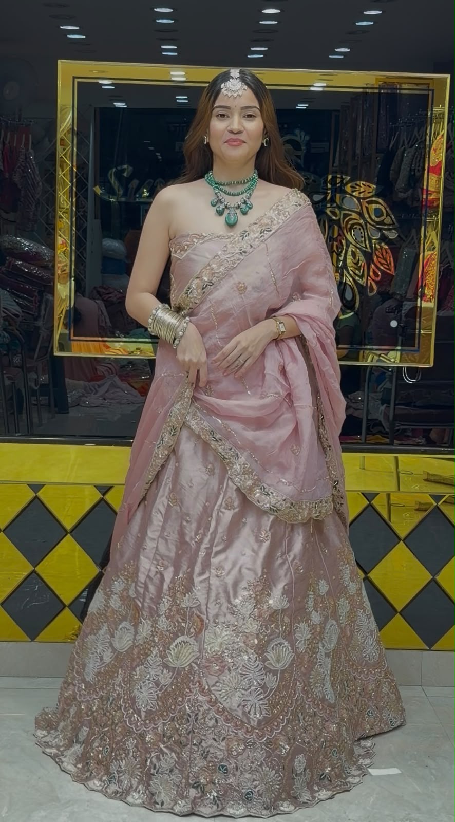 Pastel Pink Partywear Multiwork Designer Lehenga (443)