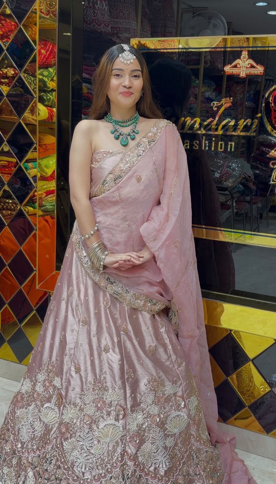 Pastel Pink Partywear Multiwork Designer Lehenga (443)