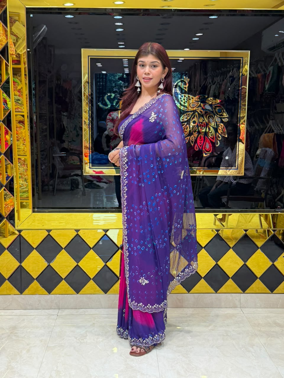 Dual Shade Katdana & Mirror Designer Saree (S110)