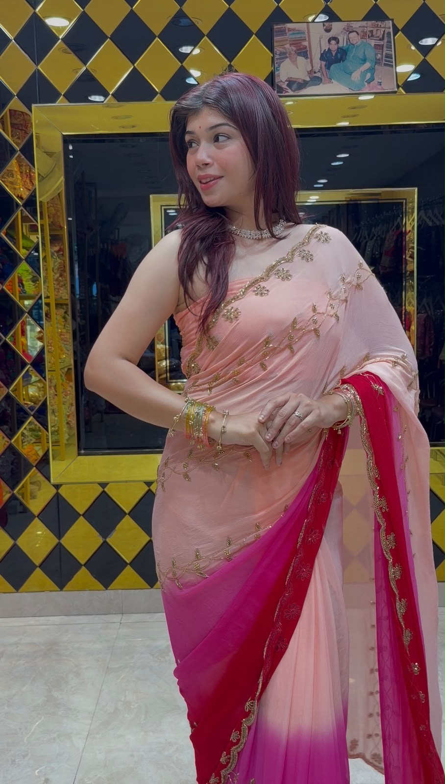 Ombre Shade Jarkan & Katdana Designer Saree (479)