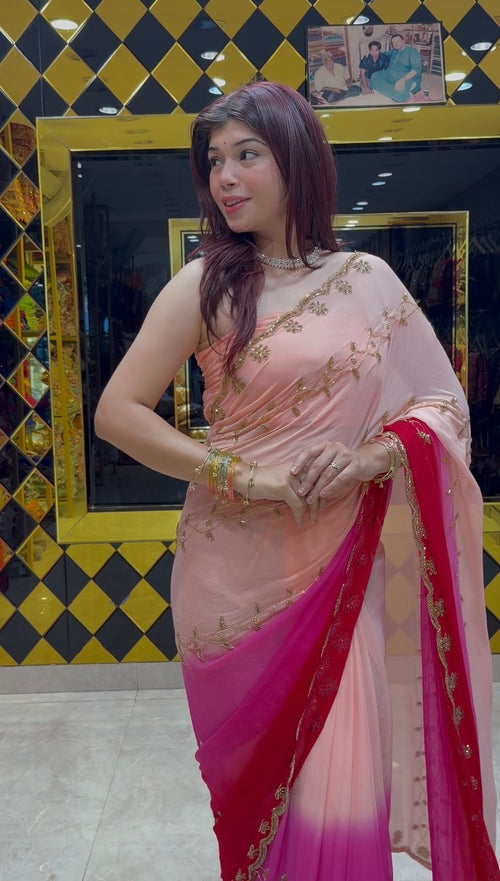Ombre Shade Jarkan & Katdana Designer Saree (479)