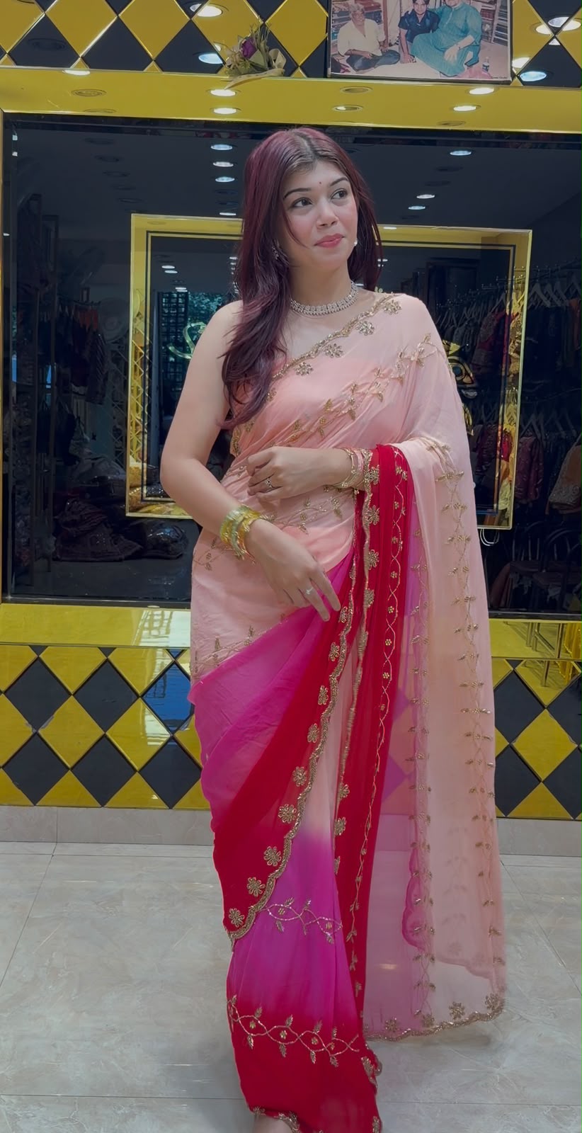 Ombre Shade Jarkan & Katdana Designer Saree (479)