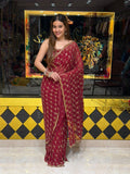 Maroon Celebrity Style Handcrafted Saree (485)