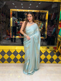 Ice Blue Silk Swarovski Designer Saree (486)