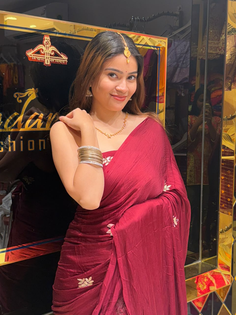 Maroon Pure Gaji Silk Designer Saree (488)