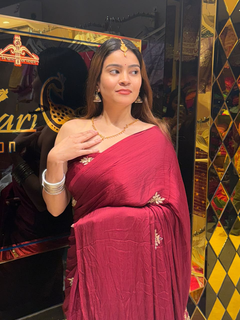 Maroon Pure Gaji Silk Designer Saree (488)