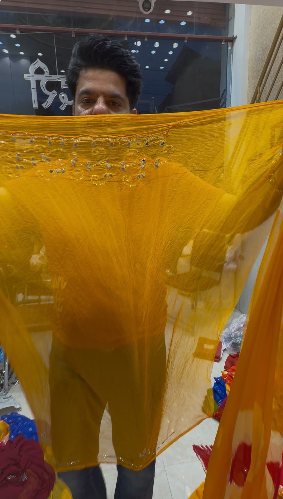Yellow Mirror & Katdana Designer Saree (S112)