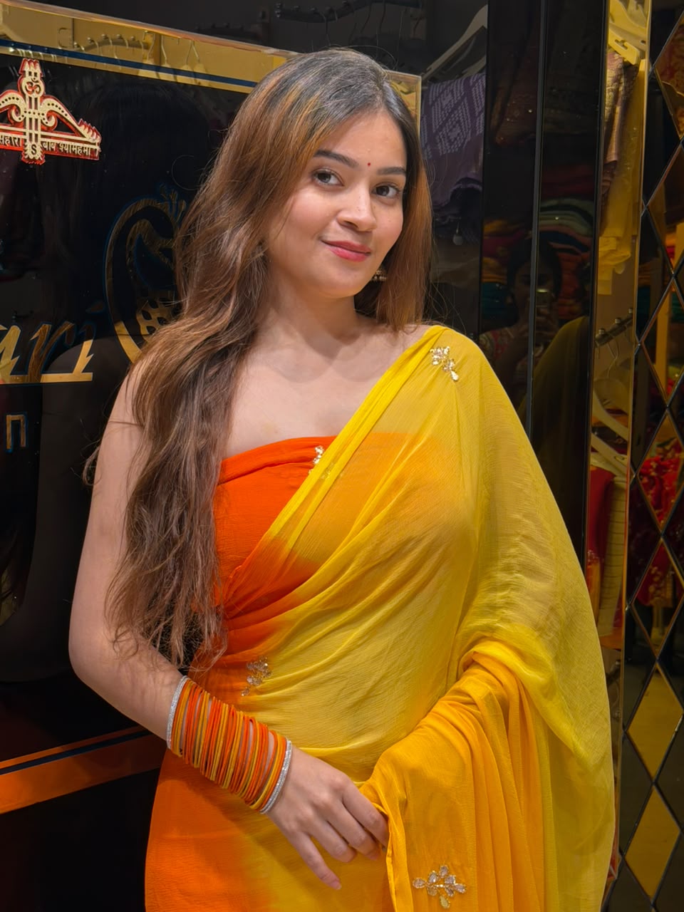 Dual Shade Gotapati & Katdana Handcrafted Saree (S114)