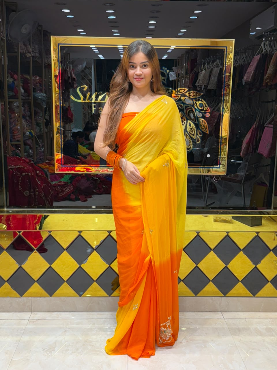 Dual Shade Gotapati & Katdana Handcrafted Saree (S114)