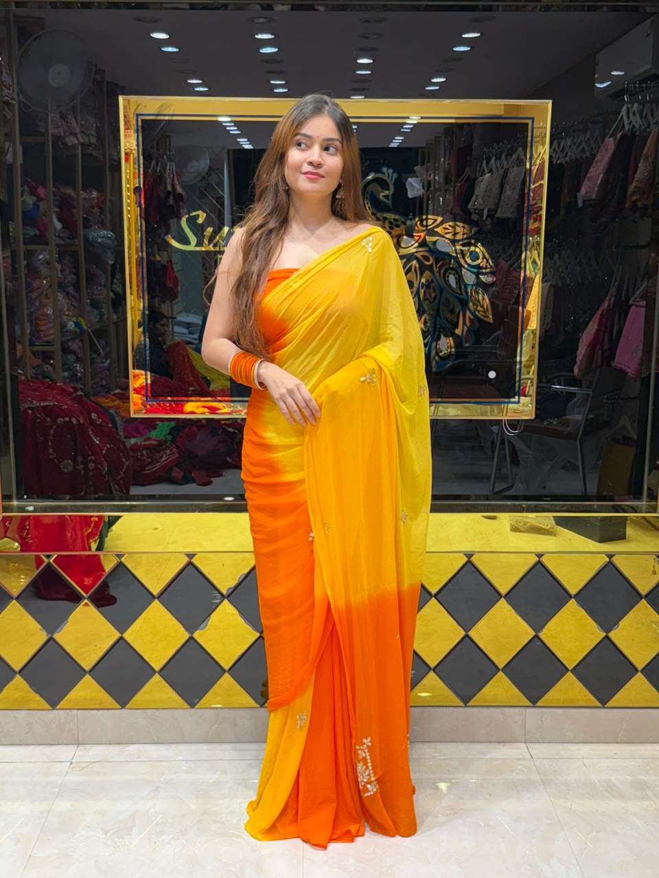 Dual Shade Gotapati & Katdana Handcrafted Saree (S114)